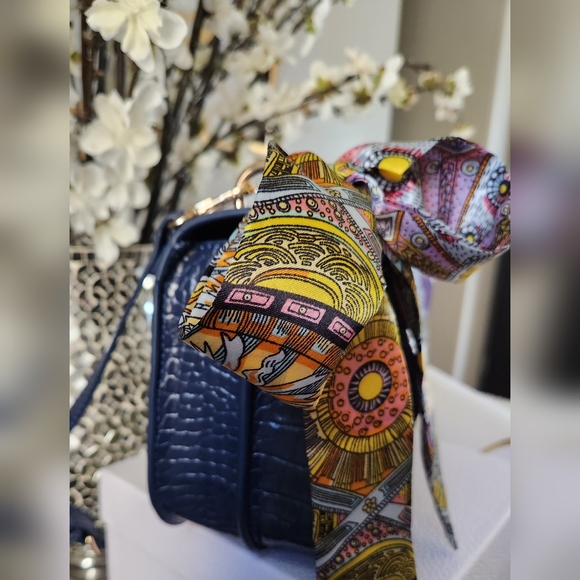 HOUSE OF WANT NYC Fire Saddle Flap Navy Croc Vegan Multistrap Bag NWT - Picture 6 of 16